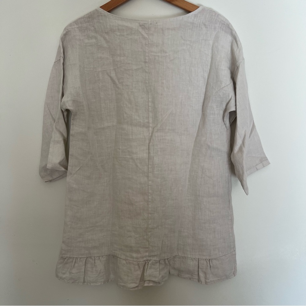 Lungo L’Arno Made in Italy Beige Linen Top Women’s Size Medium - Picture 9 of 9
